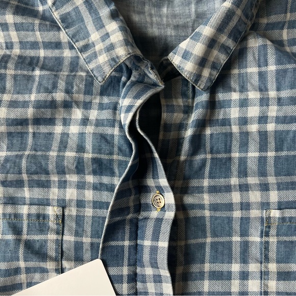 Orvis Flannel Button Shirt Light Blue Plaid Cotton Tencel Blend Women Size XL - Picture 4 of 7